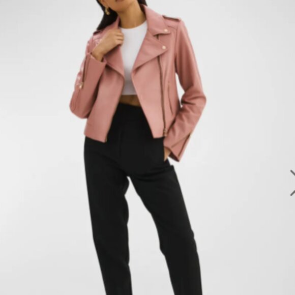 BLK DNM Lambskin Leather Jacket Mauve Pink Small 100% Genuine Leather  SMALL - Picture 1 of 6